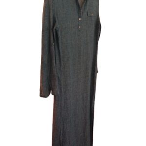Island Company Blue 100% Linen Maxi Dress L